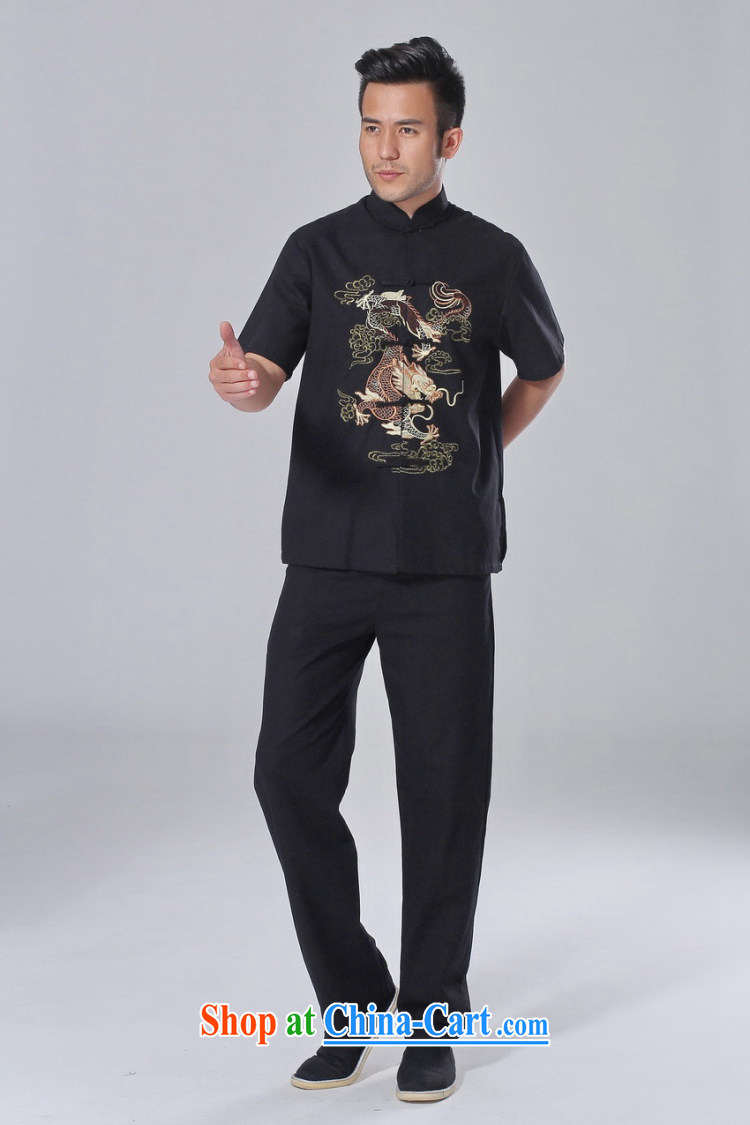 Dan smoke summer new male Chinese Chinese improved the flap embroidered dragon men cotton Ma Tai Chi uniforms short sleeve assembly kit 3 XL pictures, price, brand platters! Elections are good character, the national distribution, so why buy now enjoy more preferential! Health