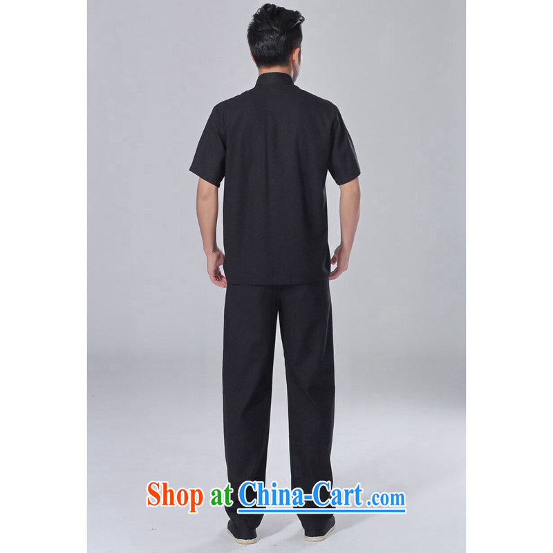 Bin Laden smoke summer New Men's Chinese Chinese improved the flap embroidered dragon and cotton, the Tai Chi uniforms short sleeve kit kit 3 XL, Bin Laden smoke, shopping on the Internet