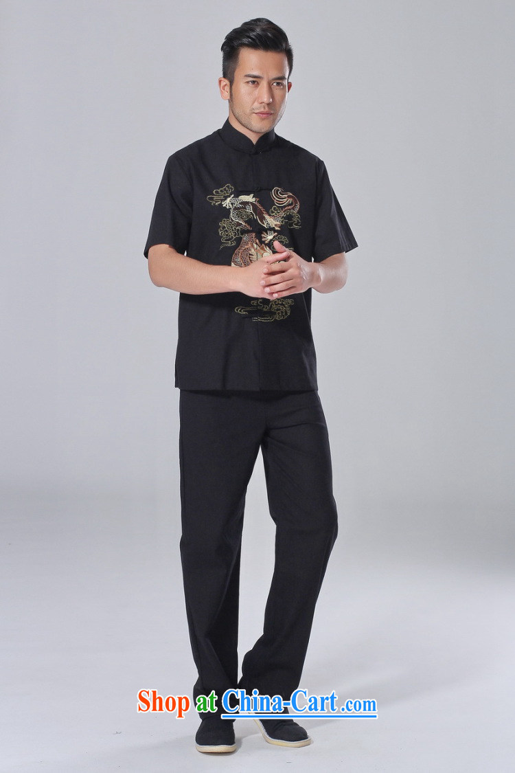 Find Sophie summer new male Chinese Chinese improved the flap embroidered dragon men cotton Ma Tai Chi uniforms short sleeve assembly kit 3 XL pictures, price, brand platters! Elections are good character, the national distribution, so why buy now enjoy more preferential! Health