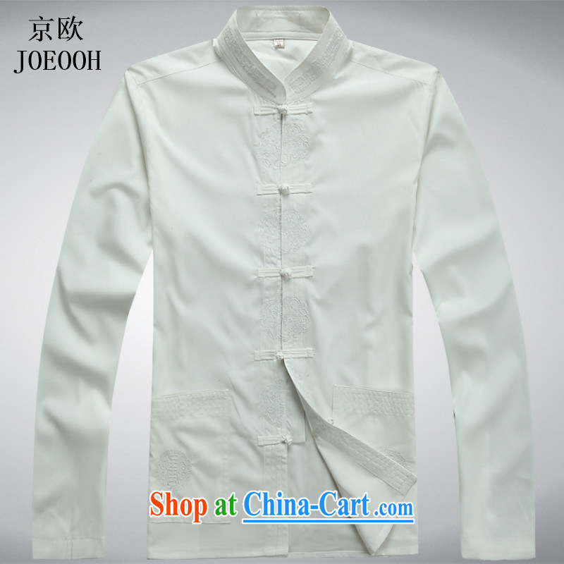 Putin's Euro 2015 spring loaded Tang men and set the older long-sleeved Chinese father sports wear T-shirt loose white package XXXL, Beijing (JOE OOH), shopping on the Internet