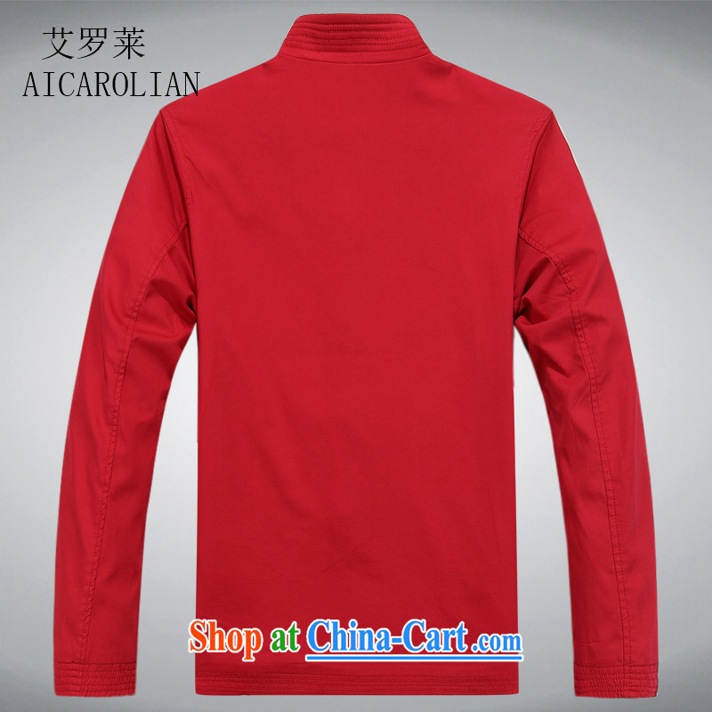 The Carolina boys older persons in Chinese men and long-sleeved T-shirt men's clothing, men's Chinese jacket coat old clothes red XXXL, the Carolina boys (AICAROLINA), online shopping