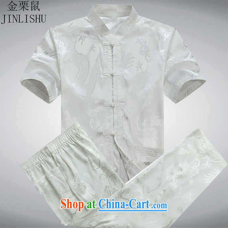 The chestnut mouse summer new middle-aged and older Chinese men and Chinese men's short-sleeve packaged the code white package XXXL