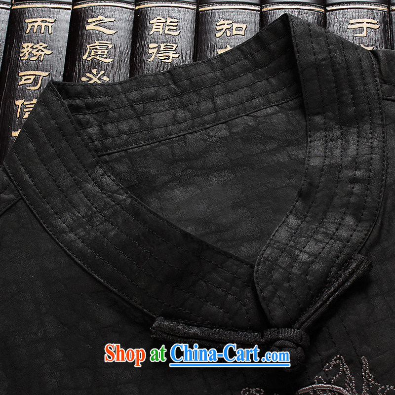 the Lhoba people, spreading Chinese wind up for the charge-back 100% mulberry silk fragrant cloud yarn Man Tang with a short-sleeved shirt Chinese father silk Tang black 3XL, the Lhoba people, evergreens (B . L . WEIMAN), online shopping