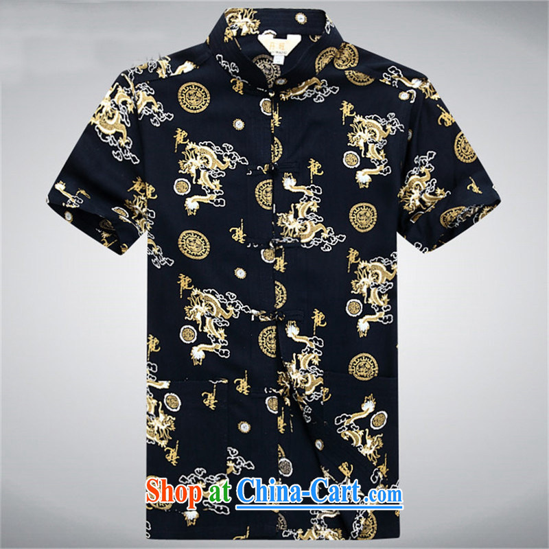 The chestnut mouse summer men's short-sleeved Tang replace summer T-shirt, older men's short-sleeved Tang black XXXL