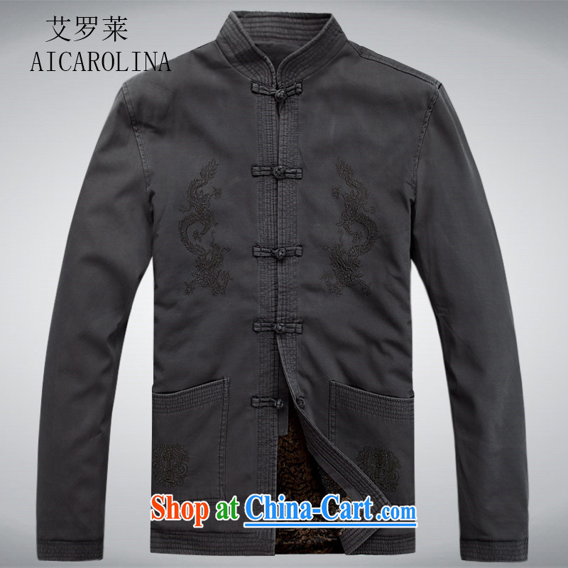 The middle-aged, male Chinese new leisure Chinese men's long-sleeved T-shirt jacket China wind dark gray XXXL, AIDS, Tony Blair (AICAROLINA), on-line shopping