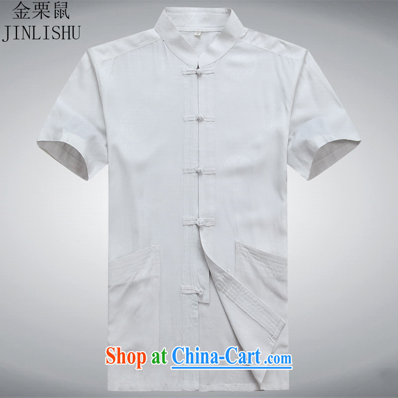 The chestnut mouse summer men's Tang is a short-sleeved shirt, older men and casual summer wear white shirt XXXL, the chestnut mouse (JINLISHU), shopping on the Internet