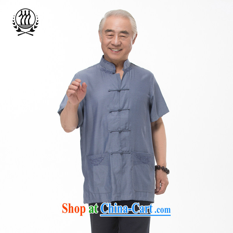 and mobile phone line 2015 summer in the elderly, men's short sleeve T-shirt with short T-shirt with short sleeves with his father and embroidery process older Chinese men and card its color XXXL/190, and mobile phone line (gesaxing), and on-line shopping