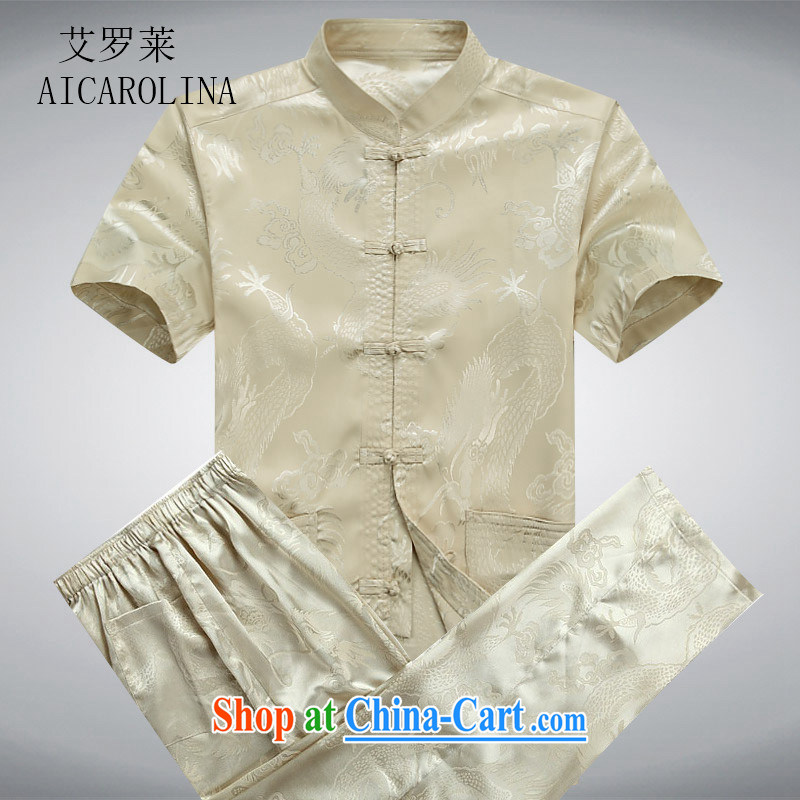 The Carolina boys, older men with short summer short-sleeved Chinese men and older persons leisure Tang replacing men father in gold package XXXL