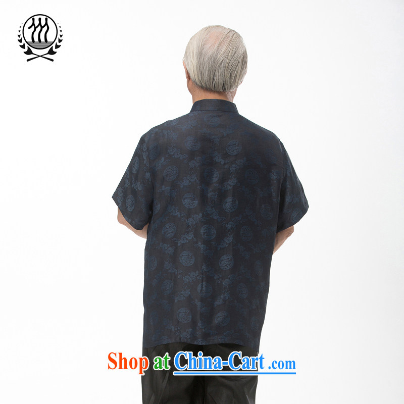 explosions, and Mobile Phone Line new summer standard silk short-sleeved T-shirt, old Summer Scent cloud yarn Tang replace short-sleeve men, for silk short-sleeved short T-shirt with the Shannon cloud yarn dark blue XXXL/190, and mobile phone line (gesaxi