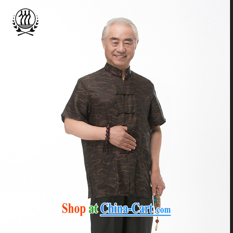 and mobile phone line short-sleeved short summer with new products and fragrant cloud yarn and silk Chinese shirt-sleeves T-shirt, Old Man Tang on the Shannon cloud yarn brown XXXL/190, and mobile phone line (gesaxing), and, on-line shopping