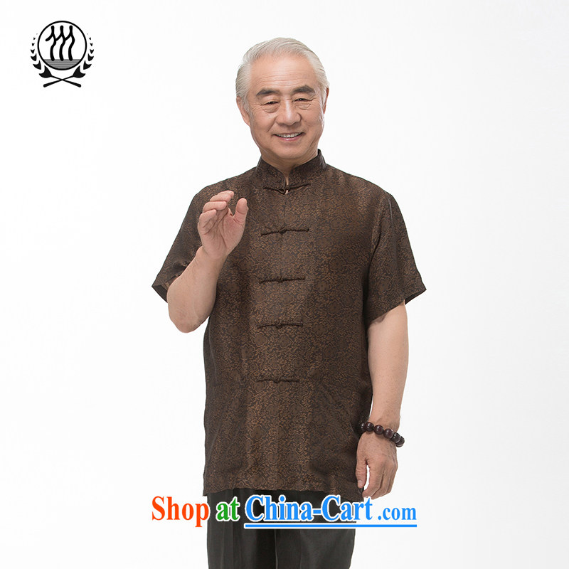 short-sleeved short summer load new male fragrance cloud yarn and silk Tang is short-sleeved, older men with short T-shirt China wind men's Silk short-sleeved Chinese incense cloud yarn dark red XXXL/190, and mobile phone line (gesaxing), and, on-line sho
