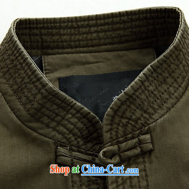 The Adelaide Man Tang with solid T-shirt Chinese style long-sleeved T-shirt-tie retro Chinese male shirt dark green XXXL, AIDS, Tony Blair (AICAROLINA), shopping on the Internet
