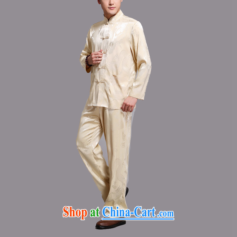 The spring, new Chinese men's long-sleeved T-shirt men and older persons in Han-Chinese wind men's long-sleeved kit M yellow 4 XL, the Carolina boys (AICAROLINA), online shopping