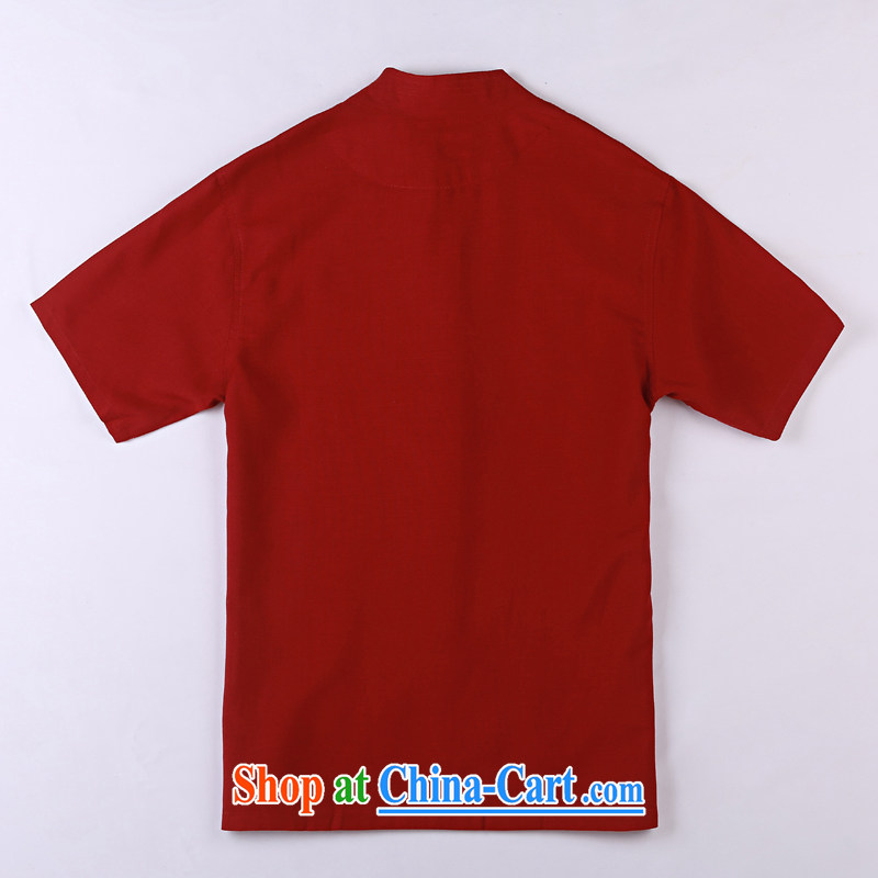 Vigers Po 2015 summer New T shirts China wind linen cool breathable sweat-wicking short-sleeved Chinese men's T-shirt, old Tang 1 dark red XXXL, federal core Chai, who, on-line shopping