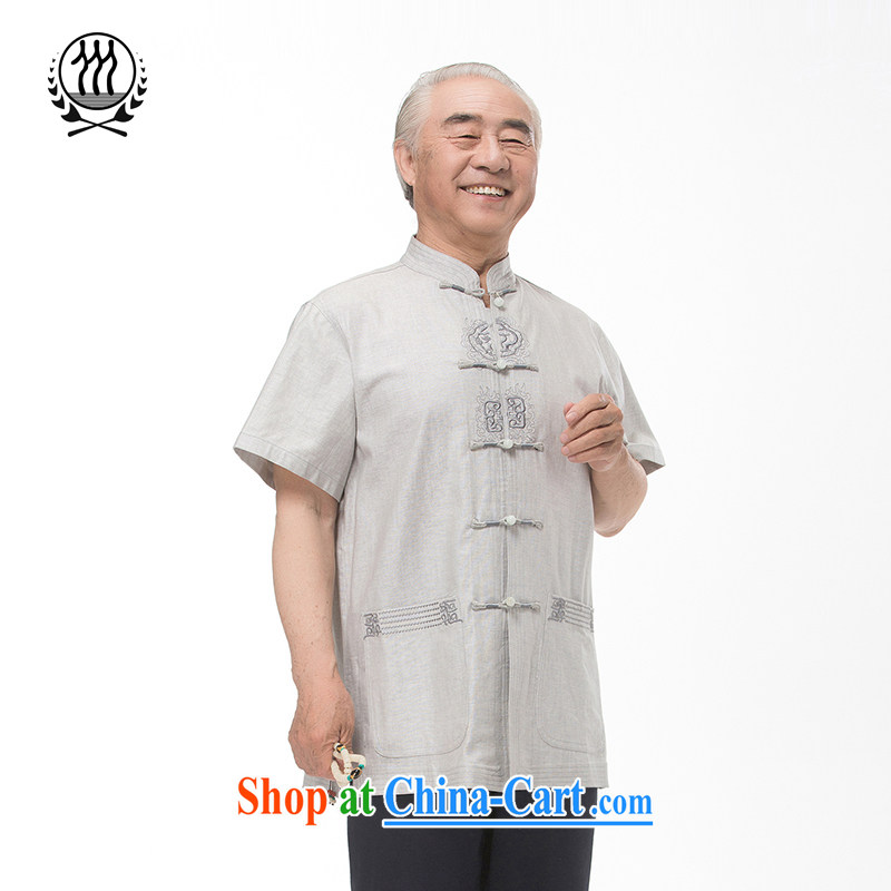 and mobile phone line 15 new summer Chinese, for Chinese men and elderly in summer for the Chinese short-sleeved dress boutique beige light gray optional blue gray XXL/185, and mobile phone line (gesaxing), and, on-line shopping