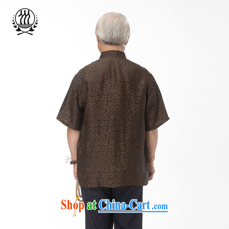 and mobile phone line short-sleeved short summer with new products and fragrant cloud yarn and silk Chinese shirt-sleeves T-shirt middle-aged and older men, Chinese men and fragrant cloud yarn brown M/170, and mobile phone line (gesaxing), and, on-line sh