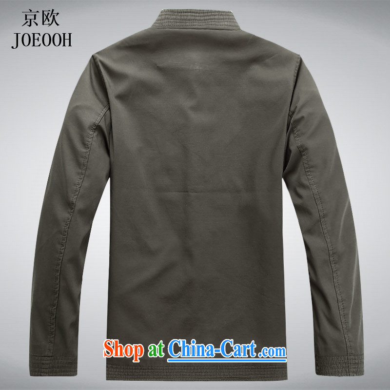 Putin's European men's long-sleeved Chinese men and Chinese T-shirt sand wash Cotton Men's spring jacket men and Chinese jacket gray-green XXXL, Beijing (JOE OOH), shopping on the Internet