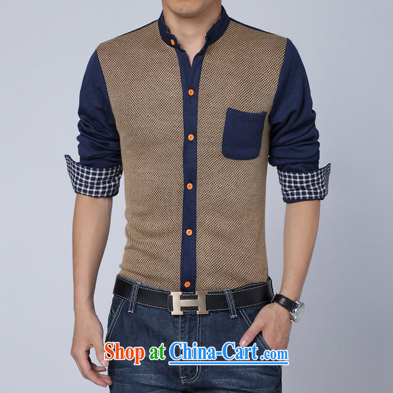 Summer NBH new knitting stitching men's shirts Korean beauty, for both business and leisure long-sleeved shirt and gray wave 5 XL, NBH, shopping on the Internet