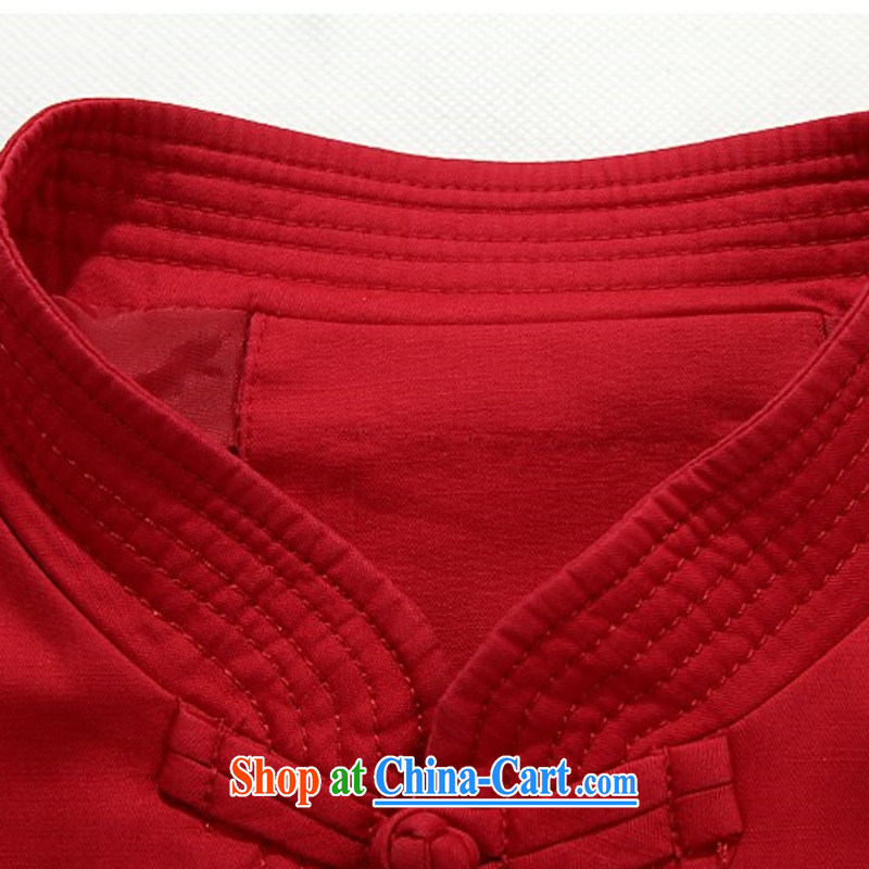 The Carolina boys older persons in Chinese men and long-sleeved T-shirt men's clothing, men's Chinese jacket coat old clothes red XXXL, the Carolina boys (AICAROLINA), online shopping