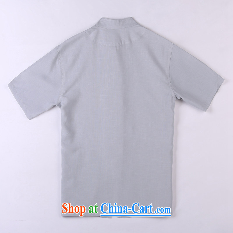 Vigers Po 2015 summer New T shirts China wind linen cool breathable sweat-wicking short-sleeved Chinese men's T-shirt, old Tang 5 gray XXXL, federal core Chai, who, on-line shopping