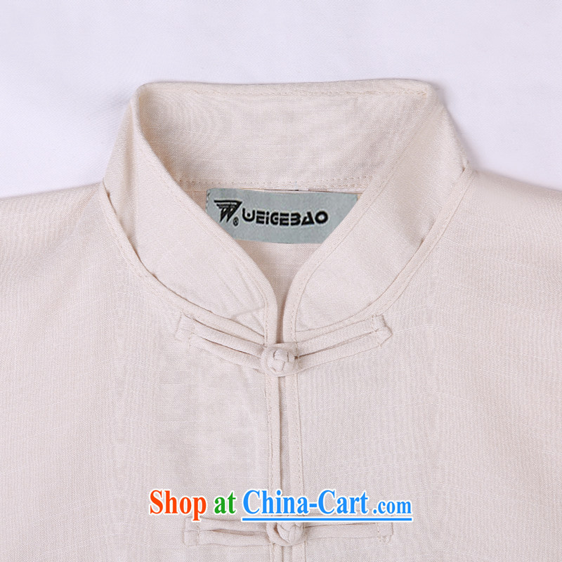 Vigers Po 2015 summer New T shirts China wind linen cool breathable sweat short-sleeved Chinese men's T-shirt, old Tang 8 beige XXXL, federal core Chai, who, on-line shopping
