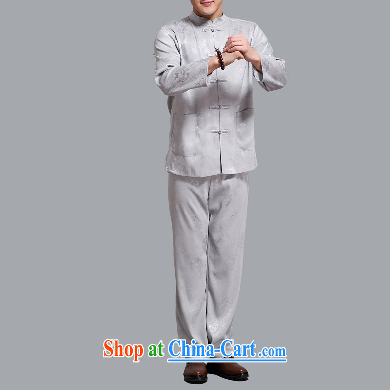 The Spring and Autumn Period, the middle-aged and older Chinese men's T-shirt long-sleeved Kit Chinese cynosure casual middle-aged men and light gray 4 XL, AIDS, Tony Blair (AICAROLINA), shopping on the Internet