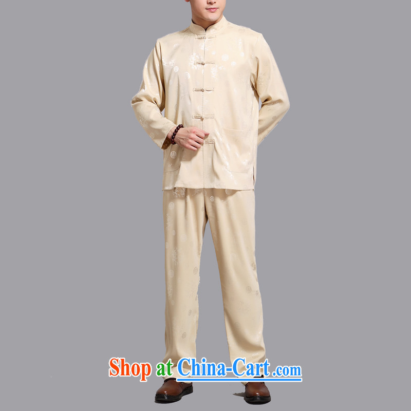 The Carolina boys 2015 new Chinese men's long-sleeved Kit Chinese male Chinese wind in older Chinese package gold 4 XL