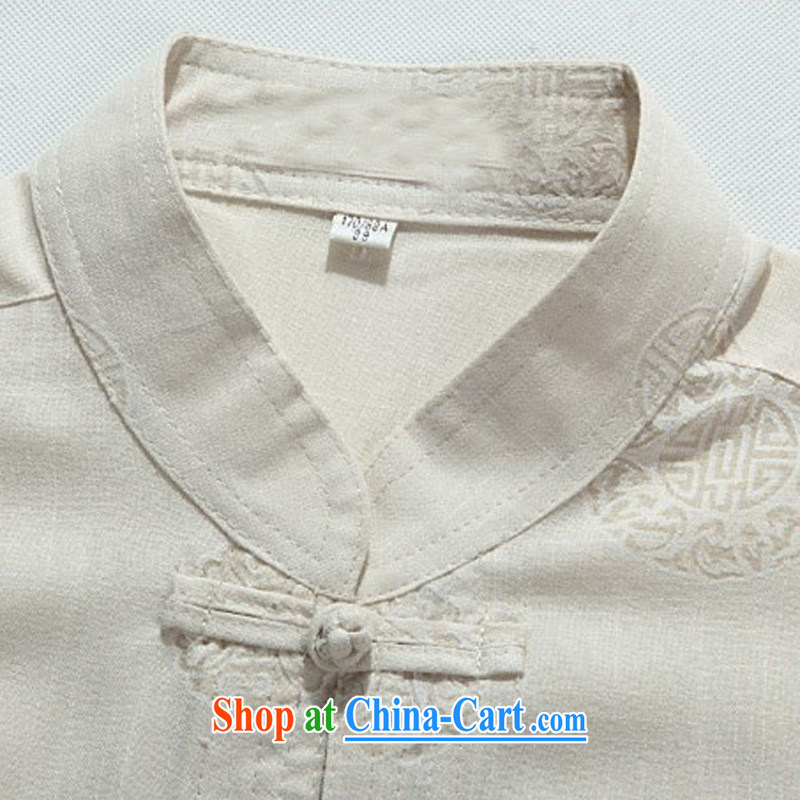 Kim Jong-il chestnut mouse, older men's short-sleeved short summer with Chinese-buckle cotton shirt the father with ethnic Chinese, Tang with beige XXXL, the chestnut mouse (JINLISHU), shopping on the Internet