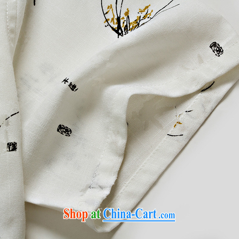Silk City, sponge the Summer men's Chinese linen cotton Ma short-sleeve older persons in China, his father and grandfather summer 2015 new Orchid figure white 40, silk City, sea, shopping on the Internet