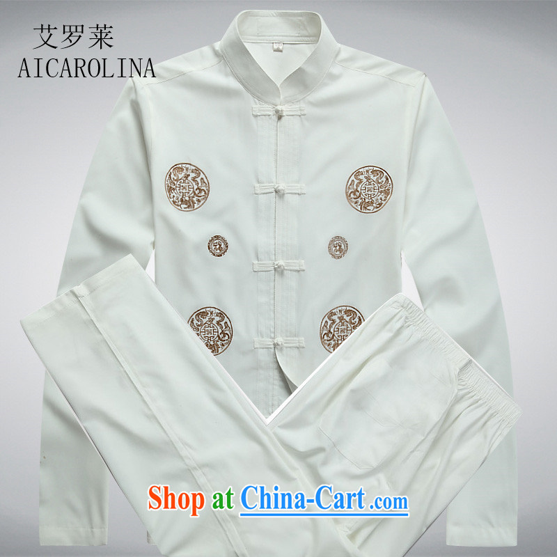 The Carolina boys new spring loaded middle-aged and older Chinese men's long-sleeved Kit Chinese Chinese middle-aged men's T-shirt white package XXXL