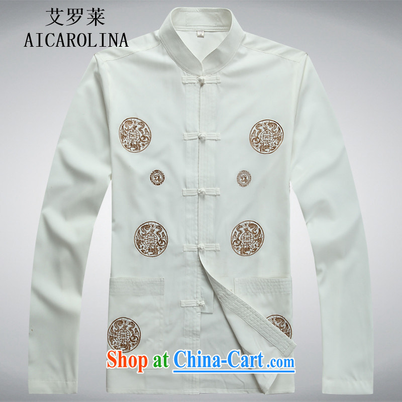 The new, spring and autumn, the middle-aged and older Chinese men's long-sleeved Kit Chinese Chinese middle-aged men's T-shirt white package XXXL, the Tony Blair (AICAROLINA), shopping on the Internet