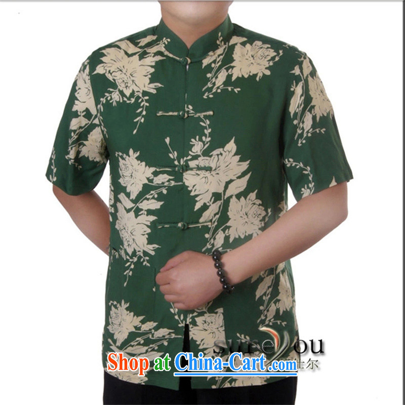 2015 new Chinese men's summer men's shirts improved Chinese Chinese men and a short-sleeved national costume half sleeve T-shirt and green 190, the British Mr Rafael Hui (sureyou), shopping on the Internet