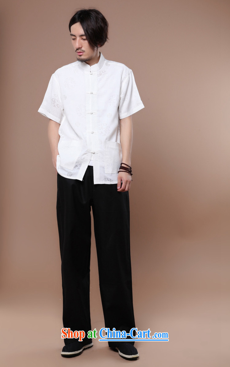 Bin Laden smoke summer new male Chinese Chinese, for the hard-pressed Tai Chi clothing cotton Ma Man leisure short-sleeved T-shirt white 2XL pictures, price, brand platters! Elections are good character, the national distribution, so why buy now enjoy more preferential! Health