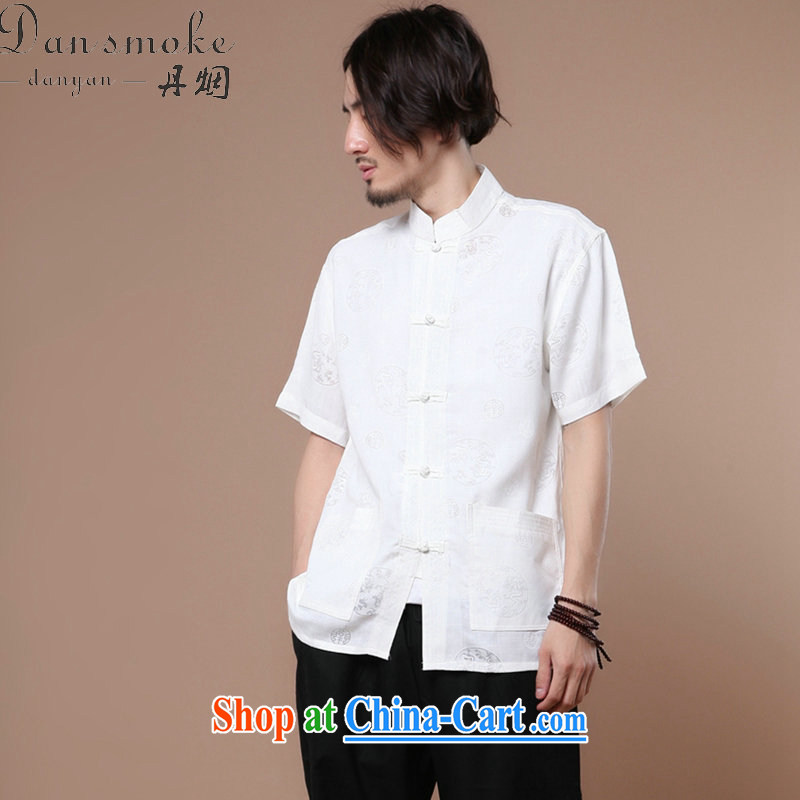 Bin Laden smoke summer New Men's Chinese Chinese, for the hard-pressed Tai Chi clothing cotton Ma Man leisure short-sleeve T-shirt white 2XL, Bin Laden smoke, shopping on the Internet