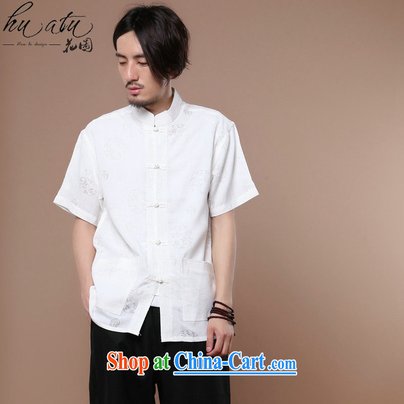 spend the summer new male Chinese Chinese, for the hard-pressed service Tai Yau Ma Tei Cotton Men's casual short-sleeved T-shirt white 2XL, figure, and shopping on the Internet