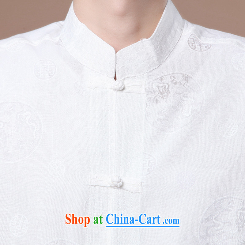 Find Sophie summer new male Chinese Chinese, for the hard-pressed Tai Chi clothing cotton Ma Man leisure short-sleeved T-shirt white 2XL, flexible employment, shopping on the Internet