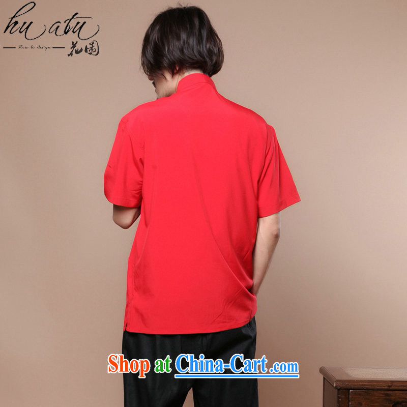 spend the summer with new men's Chinese Chinese in the flap Tai Chi uniforms, for Chinese dragon short-sleeved men's Chinese T-shirt such as the color 2 XL, flowers, and shopping on the Internet