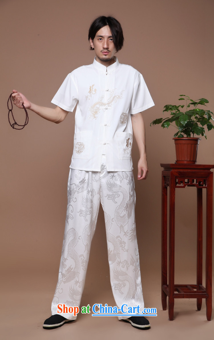 spend the summer with new, men's Chinese Chinese to hard-pressed Tai Chi uniforms, for Chinese dragon short sleeve male Chinese T-shirt white 2XL pictures, price, brand platters! Elections are good character, the national distribution, so why buy now enjoy more preferential! Health