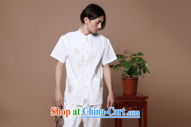 Bin Laden smoke-free summer New Men's Chinese Chinese for hard-pressed Tai Chi uniforms, for Chinese dragon short sleeve male Chinese T-shirt white 2XL pictures, price, brand platters! Elections are good character, the national distribution, so why buy now enjoy more preferential! Health
