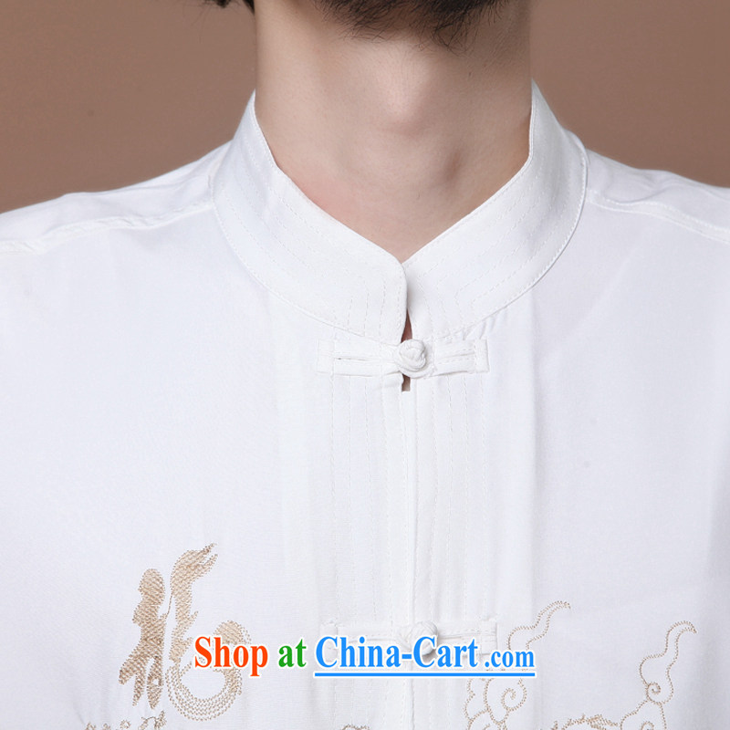 Bin Laden smoke summer New Men's Chinese to Chinese Tai Chi-mouth service, for Chinese dragon short sleeve male Chinese T-shirt white 2XL, Bin Laden smoke, shopping on the Internet