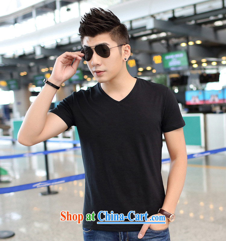 9 months female * 2015 summer men's solid color V collar short-sleeve T-shirt men's leisure cultivating half sleeve T-shirts solid black 2 XL pictures, price, brand platters! Elections are good character, the national distribution, so why buy now enjoy more preferential! Health