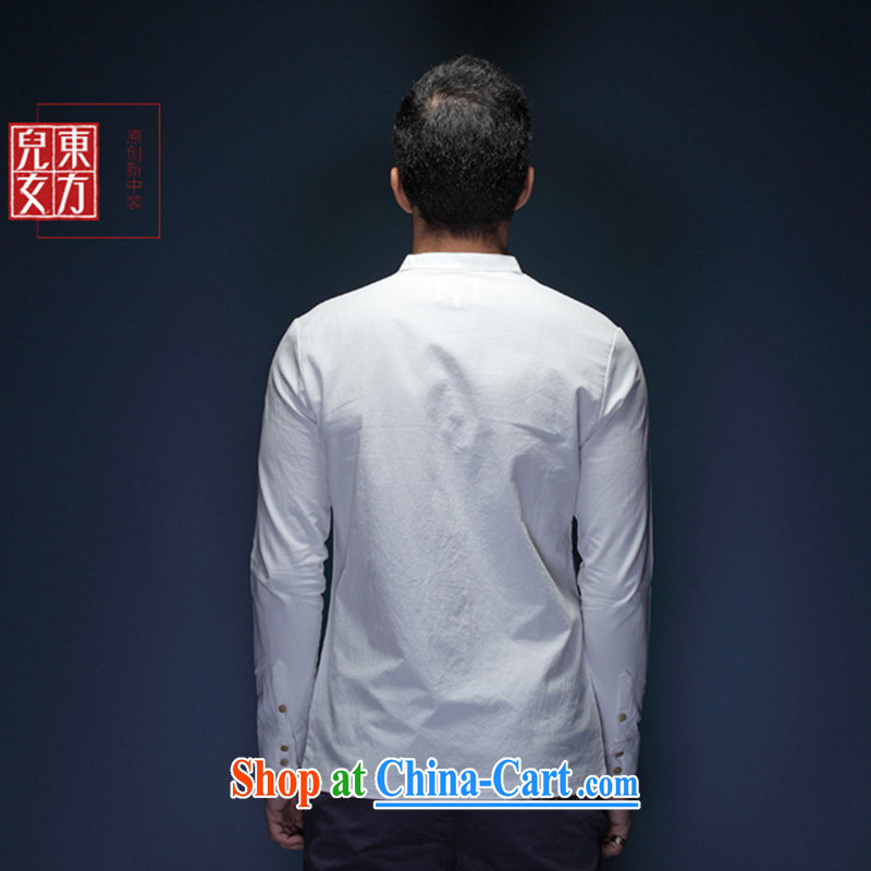 Oriental sons and daughters, for Zen shirt-tie dress China wind cotton men's long-sleeved Chinese shirt and royal blue XXXXL, Oriental children, shopping on the Internet