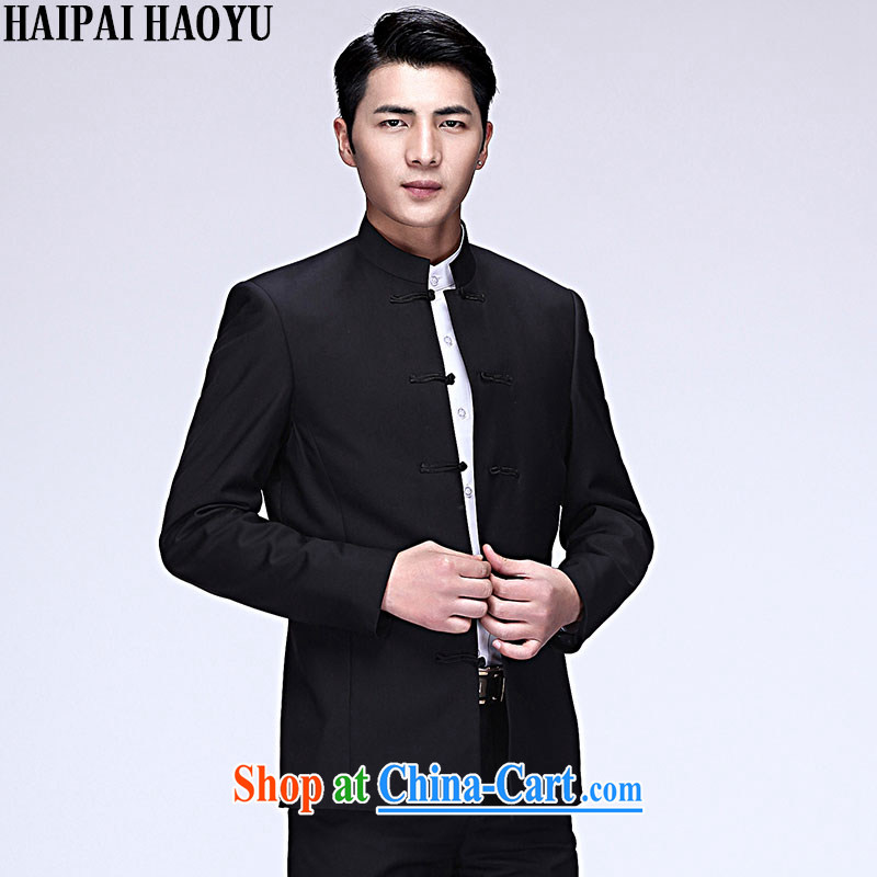 HAIPAIHAOYU China wind and China, brought suit male Chinese Generalissimo cultivating business and leisure click jacket black Tang single T-shirt no Dragon XXXL/185, HAIPAIHAOYU, shopping on the Internet
