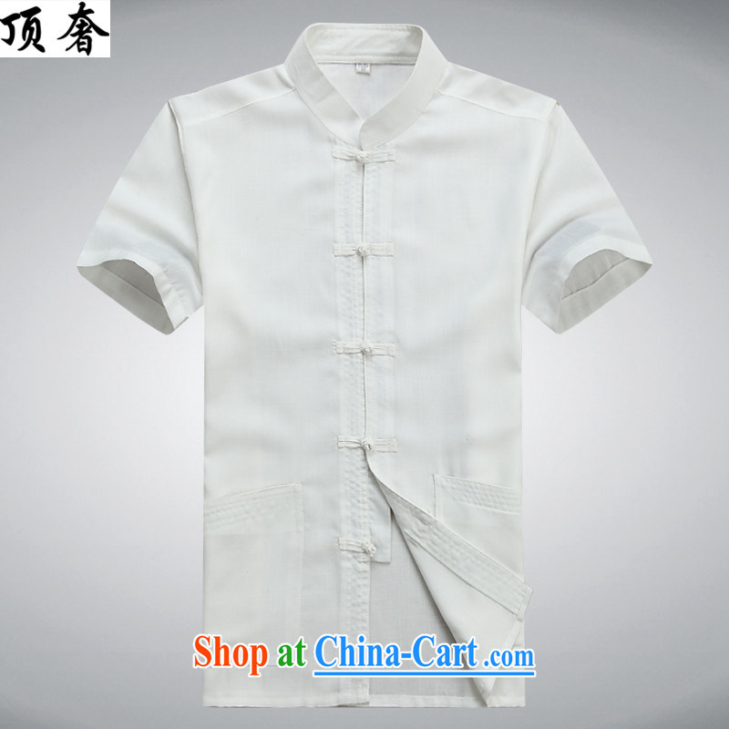 Top luxury Chinese men and ethnic minority clothing China wind, served both men and a short-sleeved Chinese men and Chinese wind national costumes hand-tie and collar set the fat XL white Kit 43/190, and the top luxury, shopping on the Internet