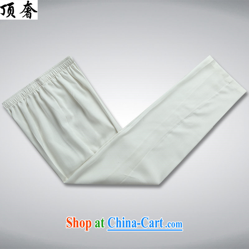 Top luxury Chinese men and ethnic minority clothing China wind, served both men and a short-sleeved Chinese men and Chinese wind national costumes hand-tie and collar set the fat XL white Kit 43/190, and the top luxury, shopping on the Internet