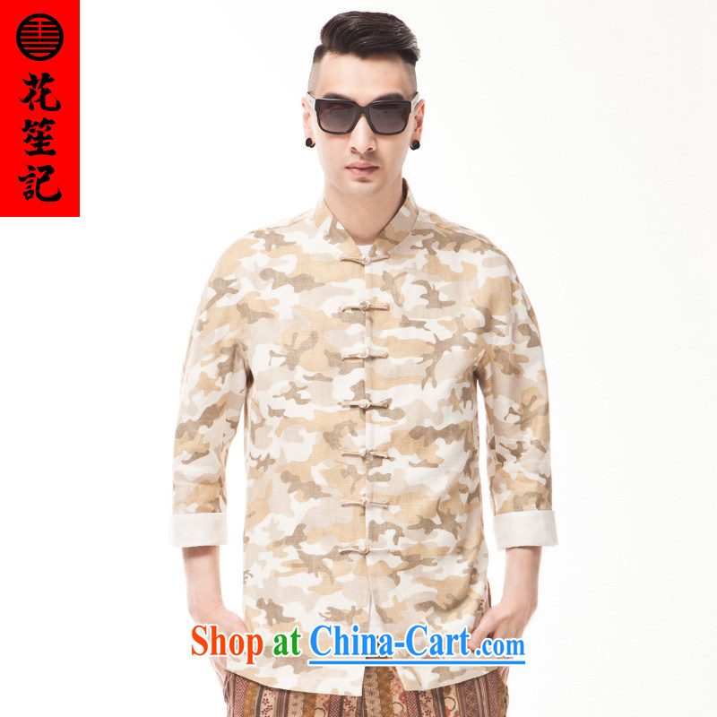 China wind cotton the camouflage clothing retreat men, for the charge-back Chinese style ethnic retro T-shirt spring and summer yellow 180_92 A