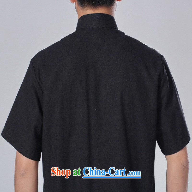 In accordance with the conditions and in the summer, men's National wind improved shirt collar, single-button embroidered Dad replace short-sleeved Chinese T-shirt LGD/M 0057 # -A black 3 XL, according to the situation, and, on-line shopping