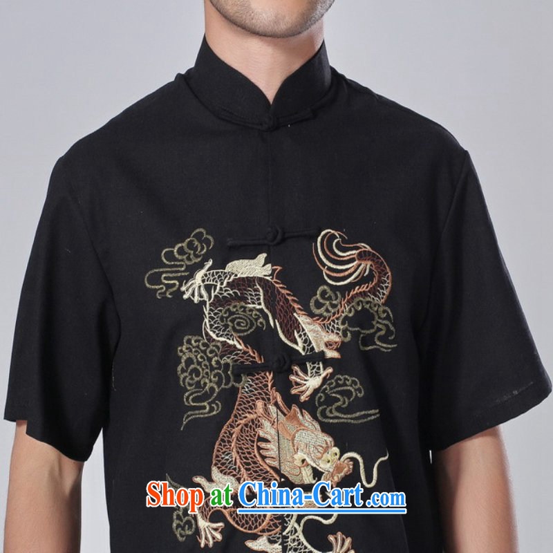 According to fuser summer new male Ethnic Wind improved shirt collar, single-button embroidered Dad replace short-sleeved Chinese T-shirt LGD/M 0057 #3 XL, fuser, and shopping on the Internet