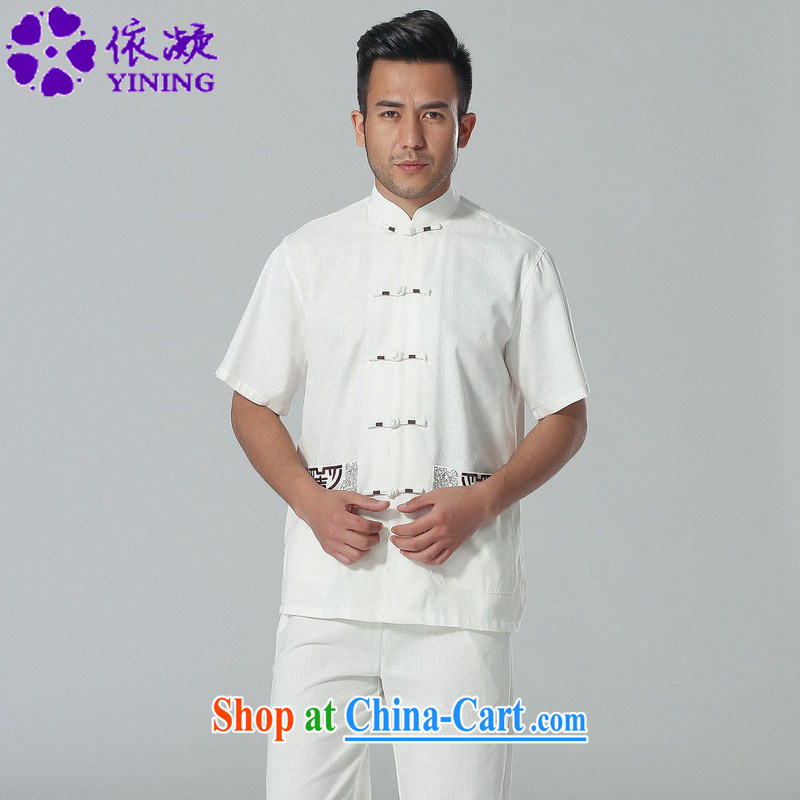 According to fuser summer stylish new middle-aged and older men's shirts, collar embroidered single row for father with a short-sleeved Chinese T-shirt LGD_M 0058 _3 XL