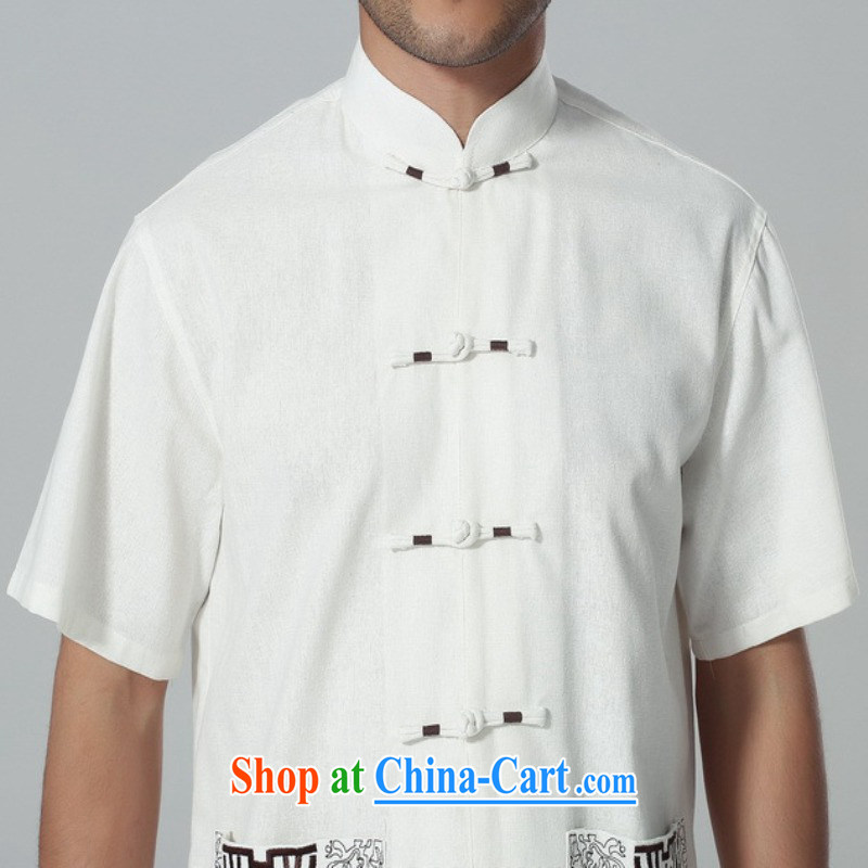 In accordance with fuser summer men's new Tai Chi uniforms short sleeve embroidered shirt + pants father replace short-sleeved Tang replace Kit LGD/AB 0002 #3 XL, fuser, and shopping on the Internet